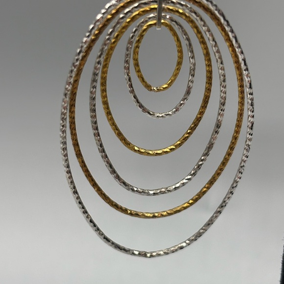 Made in Italy .925 (Sterling) Gold and Silver Hoop Earrings JP168 - Picture 4 of 9
